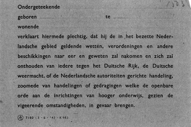 Loyaliteitsverklaring studenten WOII